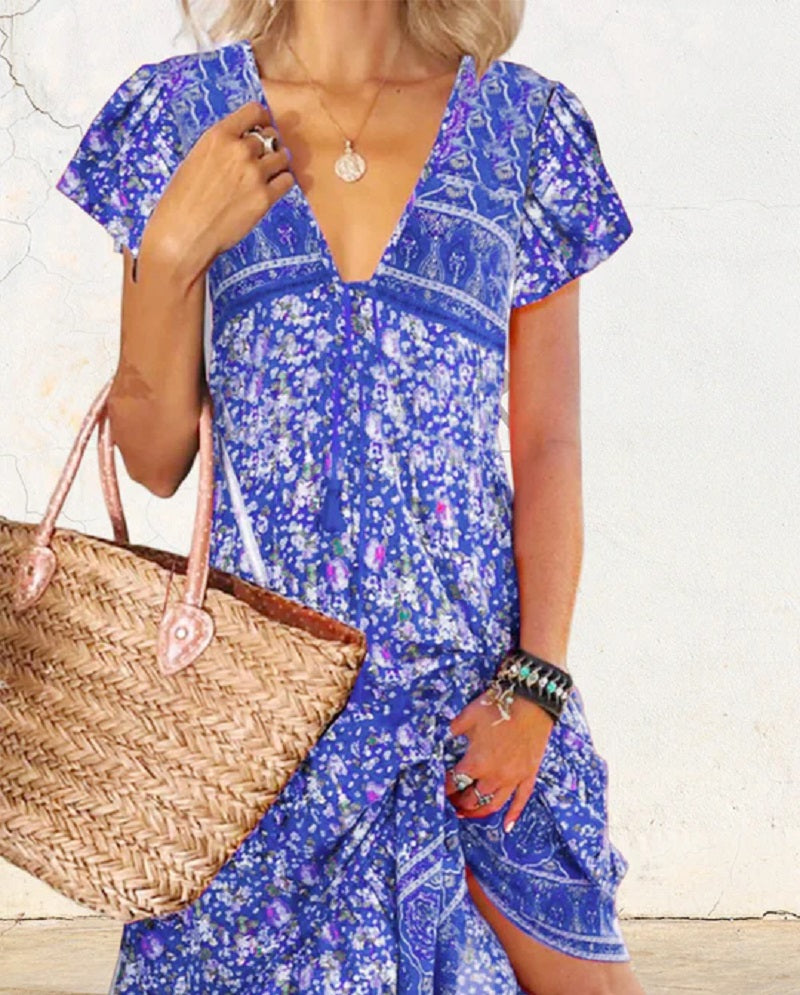 Carlyn Robe à col en V et à manches
