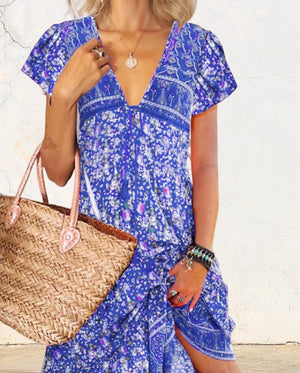 Carlyn Robe à col en V et à manches