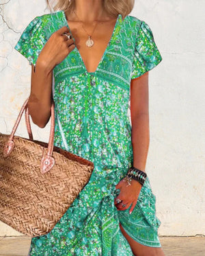 Carlyn Robe à col en V et à manches