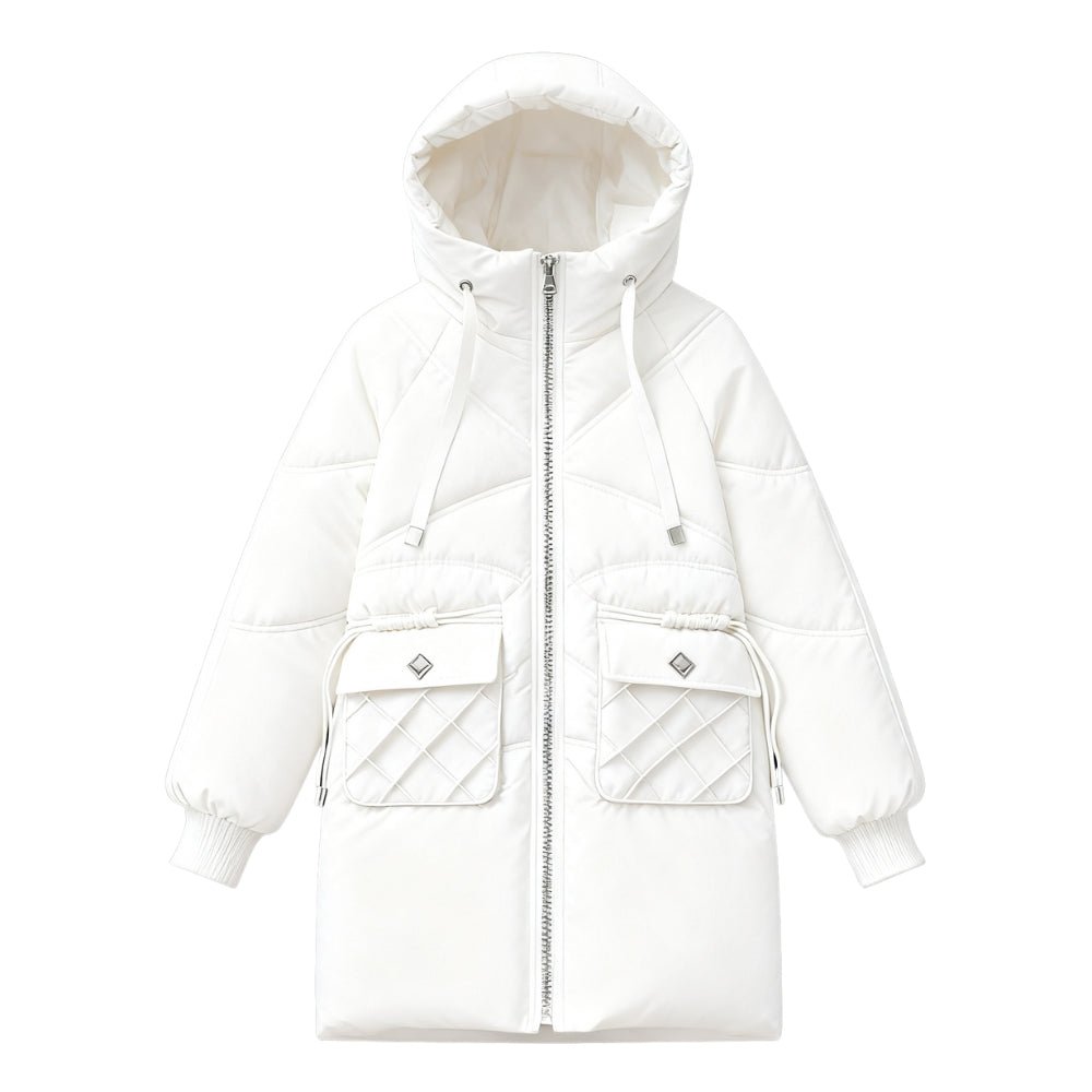 insulated outerwear, down-filled coat, oversized parka, water-resistant shell, chic winter fashion, luxury puffer