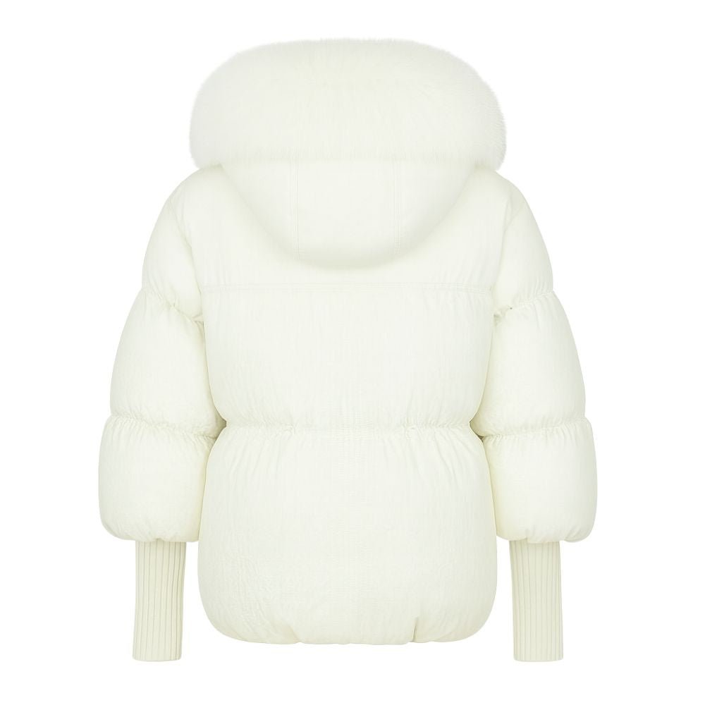 White kouvr puffer jacket on a white background