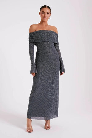 Off-Shoulder Sequin Maxi Dress Kouvr Fashion Off-Shoulder Sequin Maxi Dress Kouvr Fashion