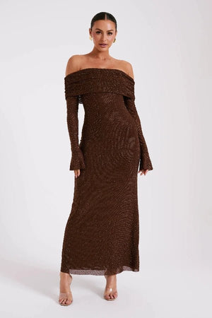 Off-Shoulder Sequin Maxi Dress Kouvr Fashion | Ruched Long Sleeve Bodycon Evening Gown Off-Shoulder Sequin Maxi Dress Kouvr Fashion | Ruched Long Sleeve Bodycon Evening Gown