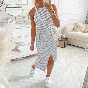 Mari Robe à manches rayées