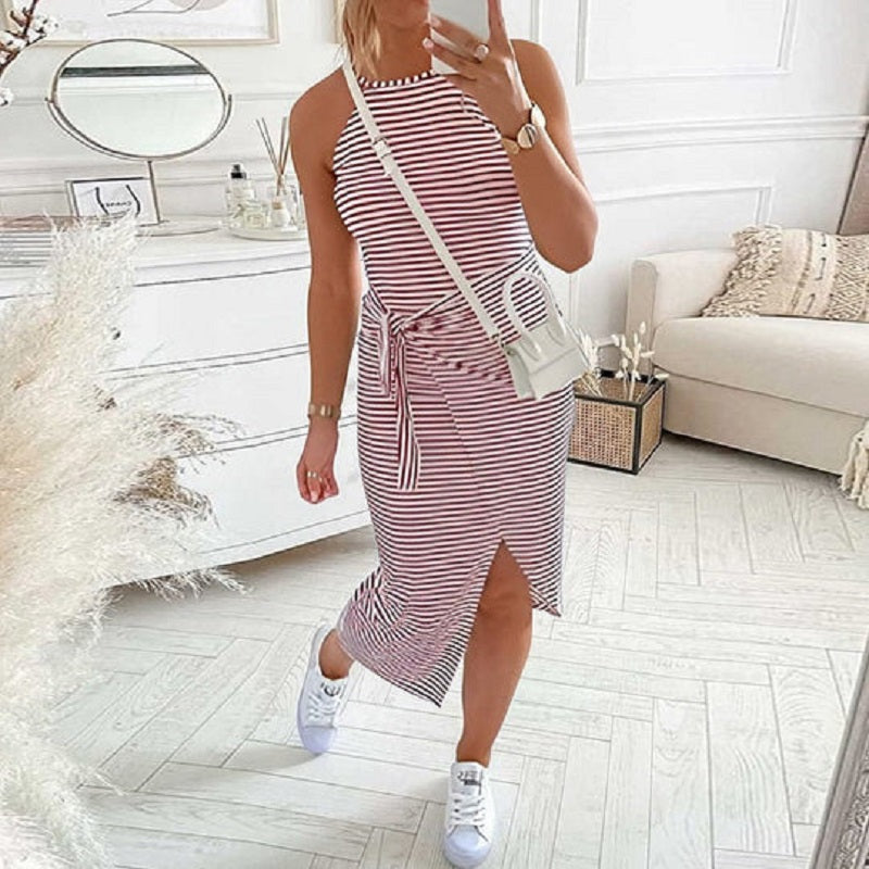Mari Robe à manches rayées