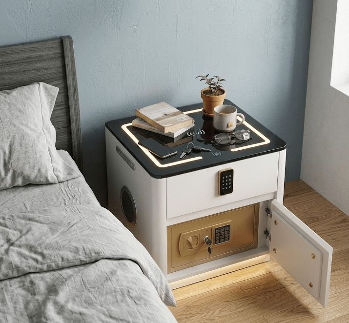 Aegis Smart Nightstand | Integrated Safe &amp; Wireless Charging Hub