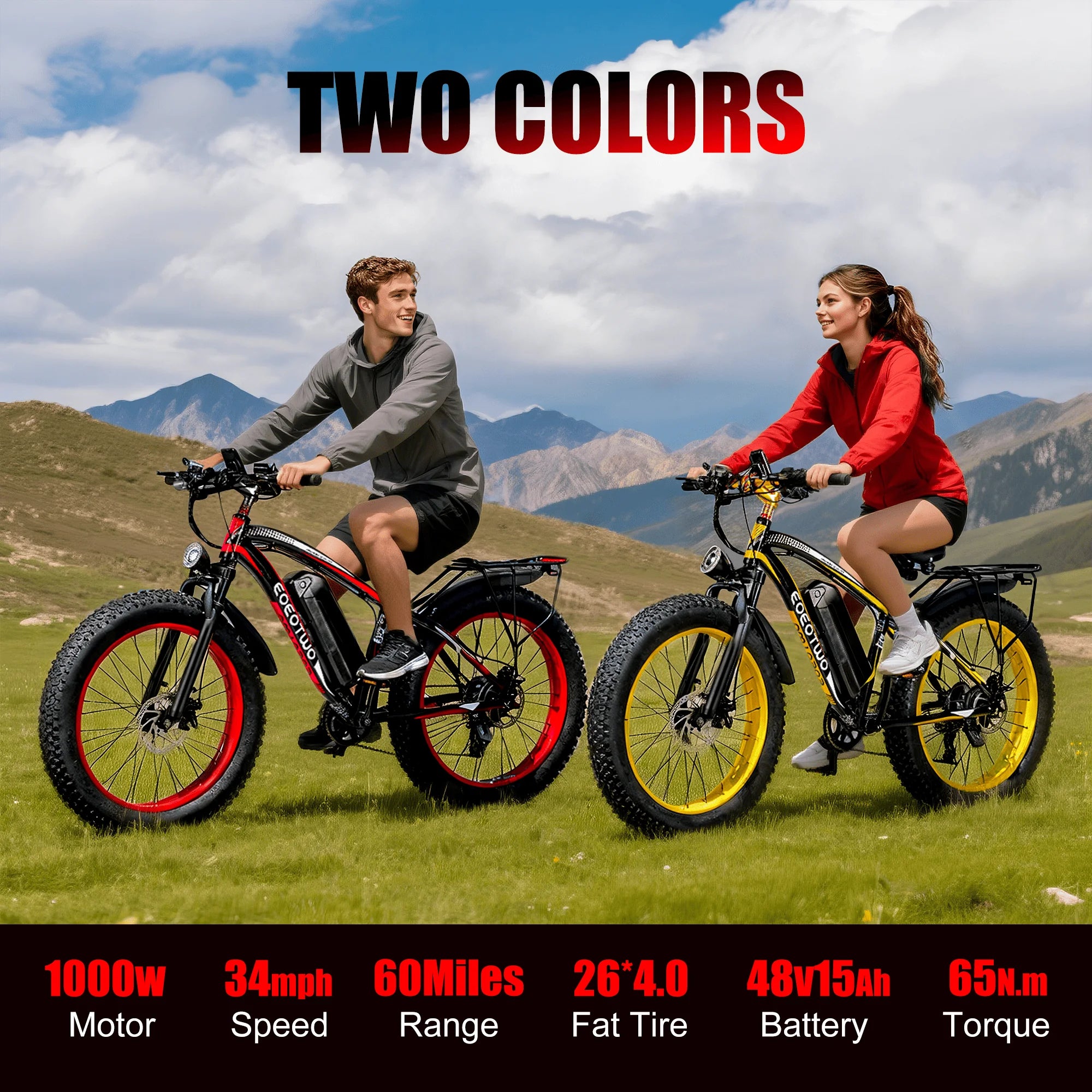 Electric Bike Fat Tire Ebike Mountain Bicycle 48V 15Ah Battery Off Road Adult Snow Electric Motorcycle High Speed All Terrain Trail Commuter