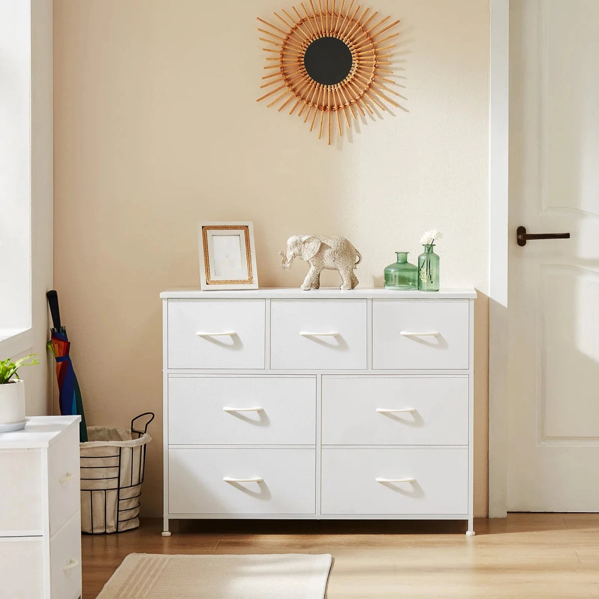 Harper Wide Storage Chest | Rustic Industrial 7-Drawer Dresser