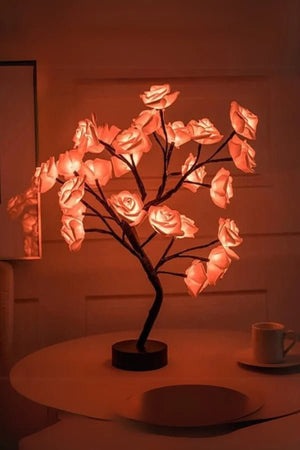 glowing bonsai tree Enchant Your Space with the LED Rose Tree Lamp, Blue
