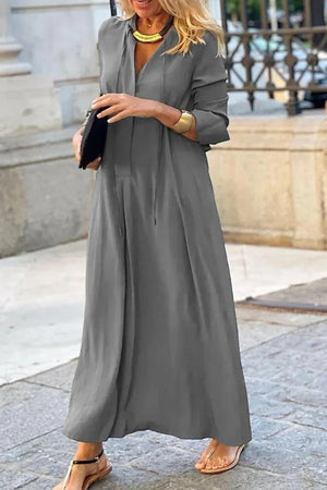 V-Neck Long Sleeve Maxi Dress - Kouvr Fashion Loose Flowy Boho Dress V-Neck Long Sleeve Maxi Dress - Kouvr Fashion Loose Flowy Boho Dress