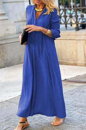 V-Neck Long Sleeve Maxi Dress - Kouvr Fashion Loose Flowy Boho Dress V-Neck Long Sleeve Maxi Dress - Kouvr Fashion Loose Flowy Boho Dress