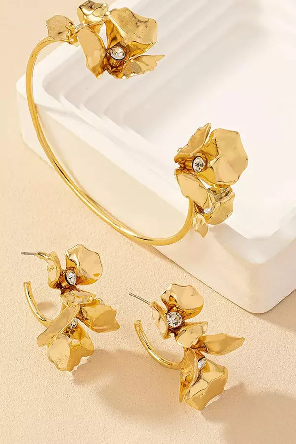 Melisa Petal Earrings And Open Bangle