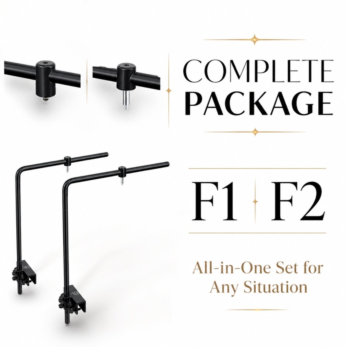 F1 and F2 complete all in one package sets for the Kouvr premium aquarium lighting mount system.