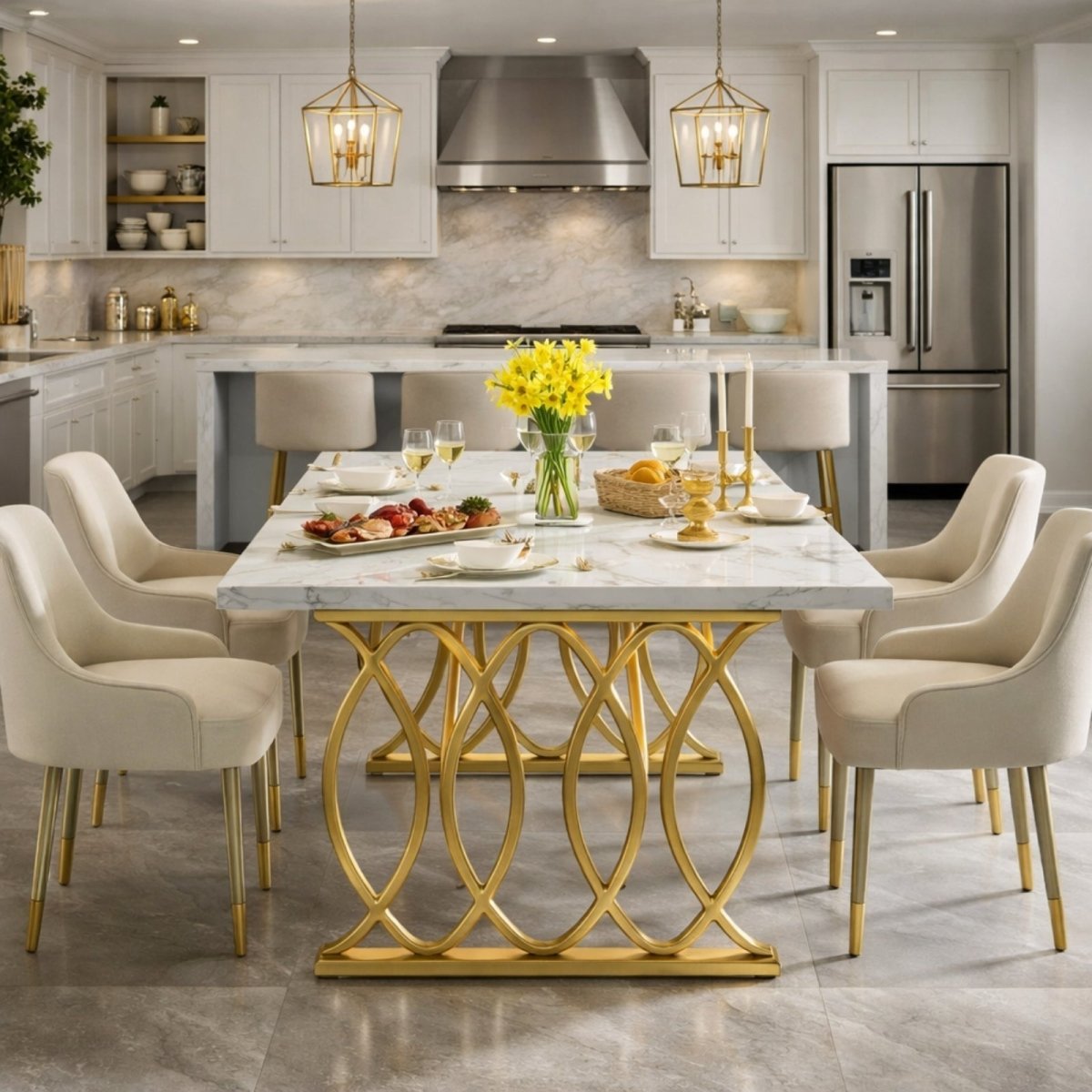 Dimensional diagram of 63 inch rectangular dining table showing 29.5 inch height and 31.5 inch depth.