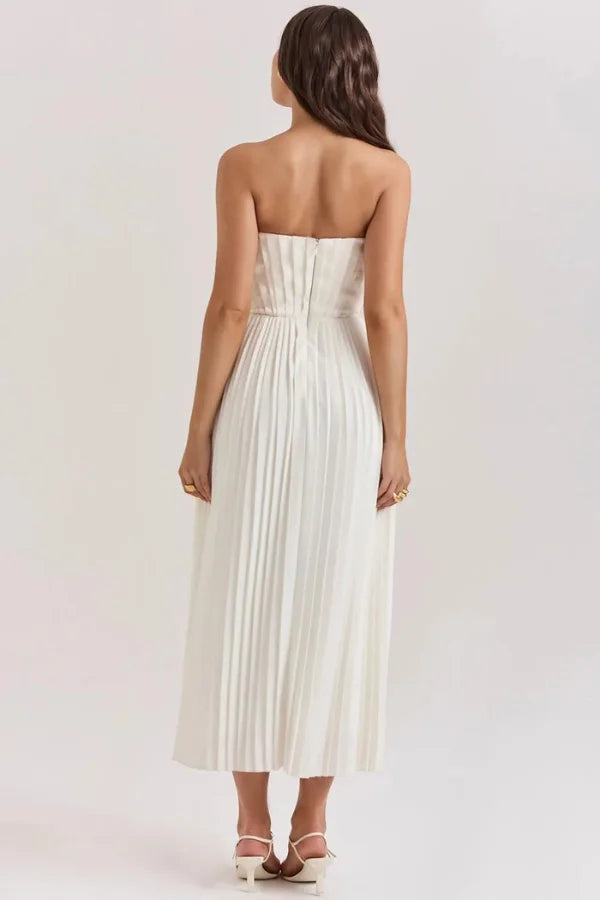Kouvr Anaflor White Strapless Corset Midi Dress