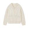 Minimalist zip up sweater, collarless knit outerwear, luxury oversized cardigan, quiet luxury jacket, off-white structured knit, contemporary men's knitwear
