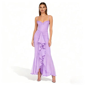 Mermaid Evening Gown with Cascade Ruffle & Ruched Bodice Formal Maxi Dress for Gala Wedding Guest | Kouvr Fashion Mermaid Evening Gown with Cascade Ruffle & Ruched Bodice Formal Maxi Dress for Gala Wedding Guest | Kouvr Fashion