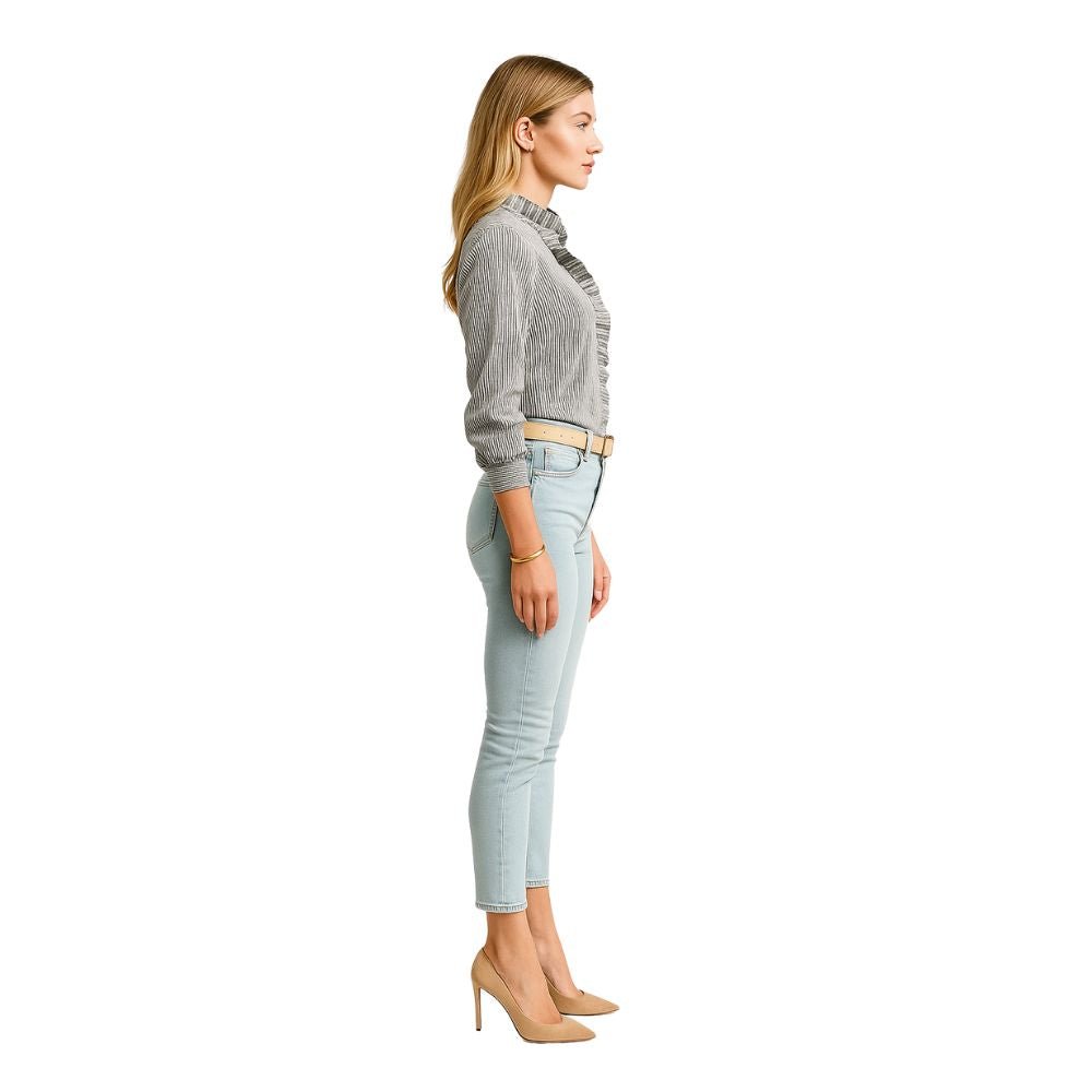 Kouvr Women's Black Ruffle Trim Textured Blouse.