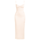 sculpted silhouette", "structured bodice", "décolletage