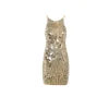 Model wearing Kouvr Brenda silver mosaic mirror tile backless halter mini dress