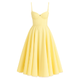 bustier bodice, tea-length, A-line skirt, vintage silhouette, garden party dress.