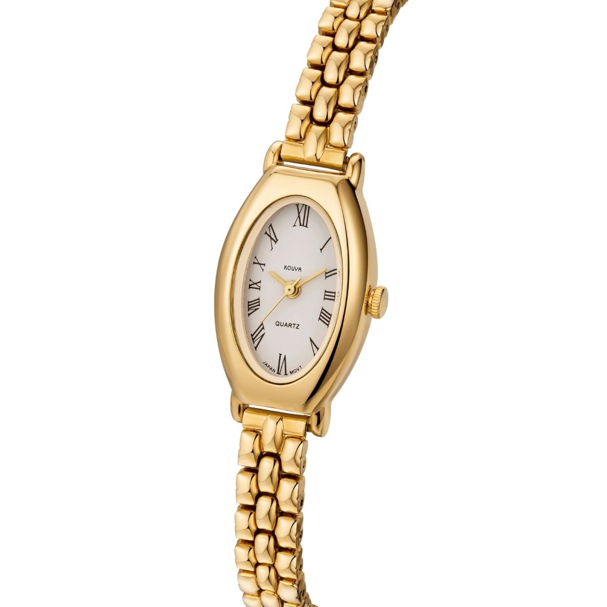 Gold chain bracelet on a white background