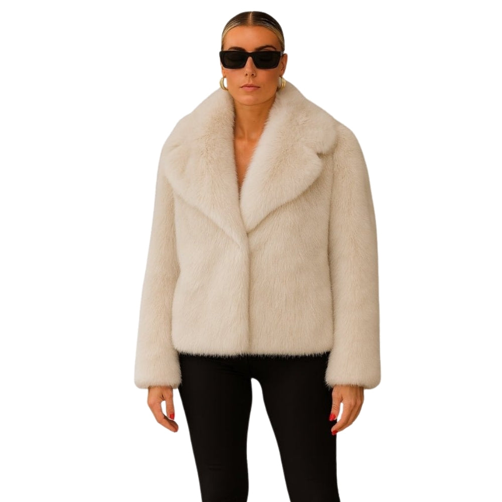 quiet luxury outerwear, minimalist winter jacket, cropped evening coat, wedding guest jacket, what to wear over a formal dress, ethical fur coat, faux mink jacket
