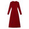 Holiday party dress, women's fall dress, mock neck dress, dress with pearl buttons, sophisticated red dress, luxury knitwear, Parisian style.
