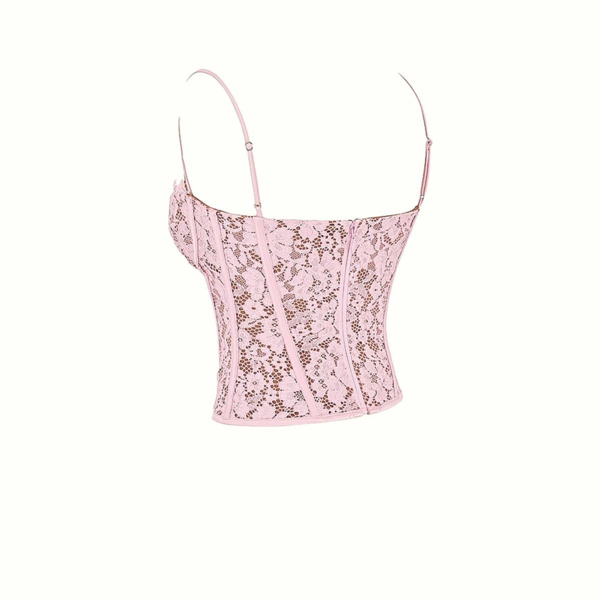 Pink Kouvr lace camisole on a white background
