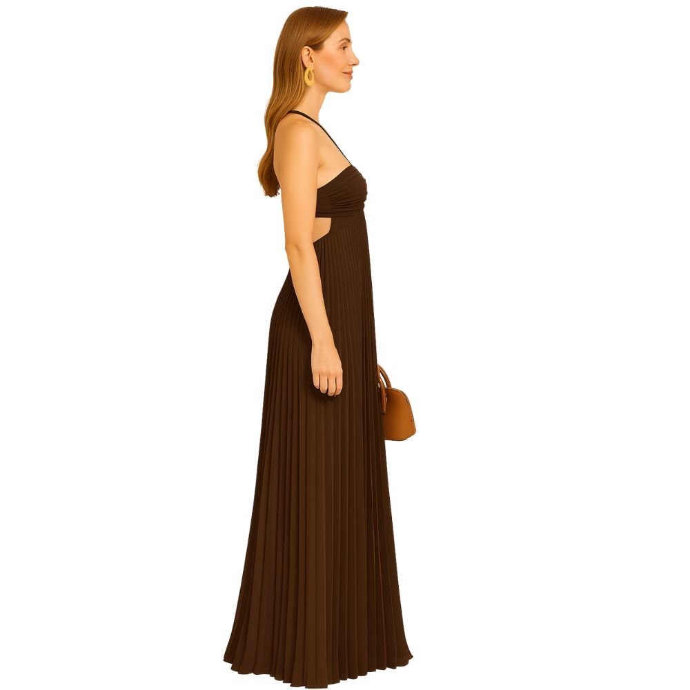 Kouvr Pleated Halter Maxi Dress Back View