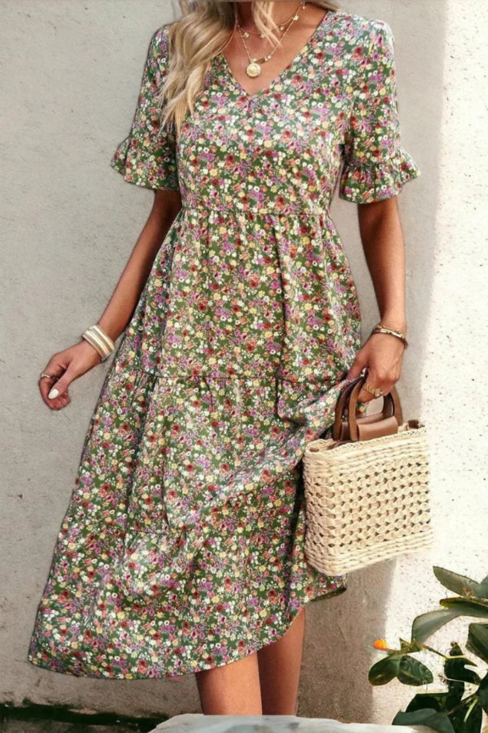 romantic garden party dress
lightweight a-line dress
cottagecore aesthetic dress
wedding guest dress summer
vacation dress for women
feminine floral print dress