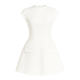 sculptural silhouette", "architectural dress", "modern bridal wear", "bonded crepe fabric", "statement pockets