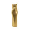 Woman in Kouvr Elysian gold metallic gown with open lace-up back