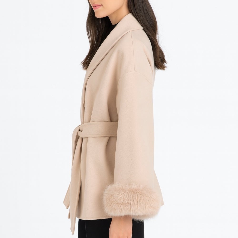 robe coat", "shawl collar jacket", "women's elegant outerwear", "camel winter coat", and "investment piece