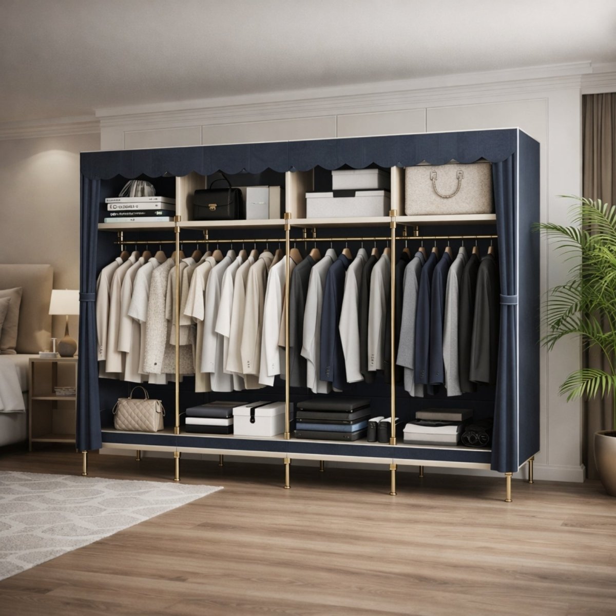 Macro shot of the thickened fabric cover texture, sturdy zipper closure, and elevated foot design for dust protection.