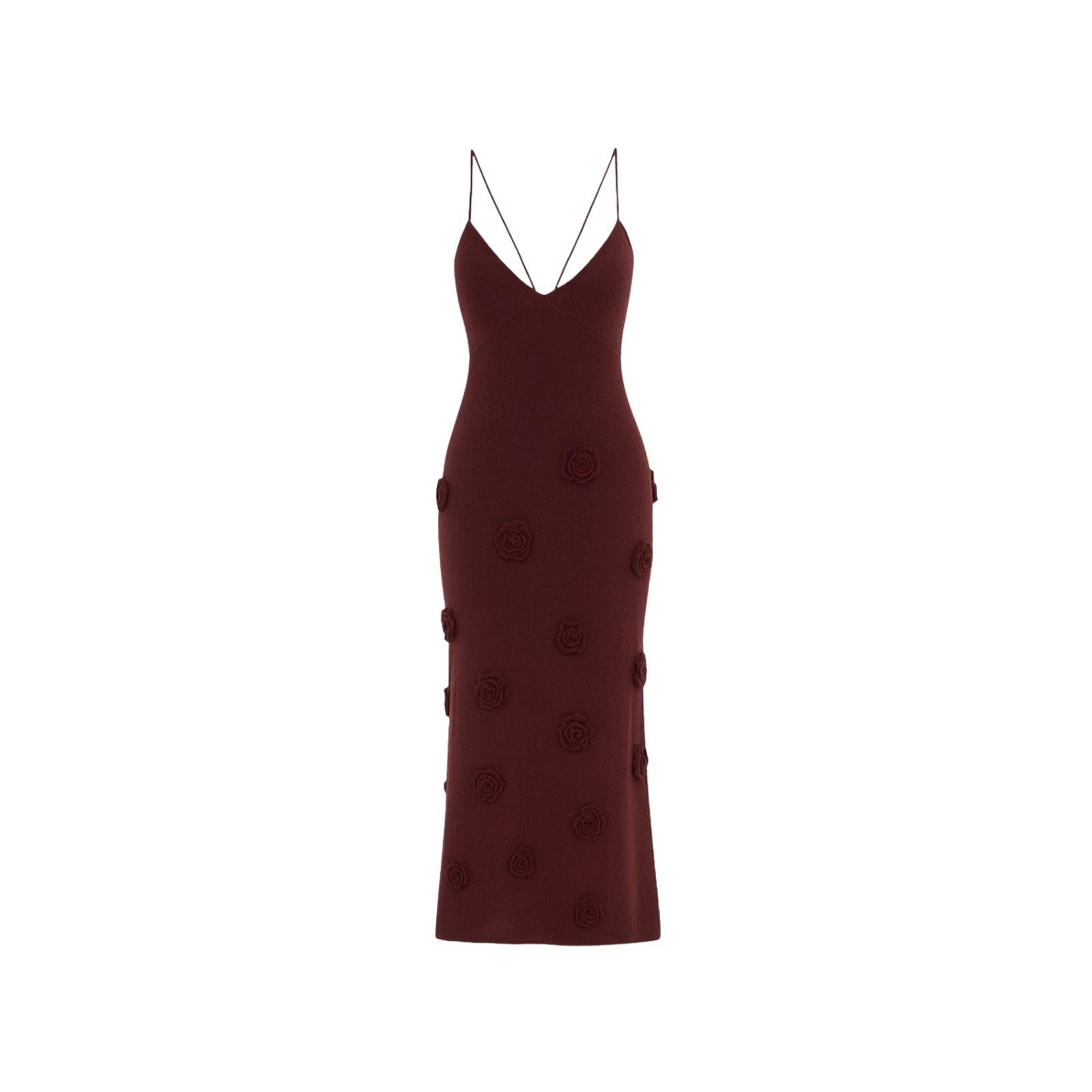 Model wearing the Kouvr Fashion Alexie Knit Maxi Dress in Burgundy