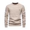 Product shot of the Kouvr Fashion apricot textured grid sweater for men, laid flat to show front details.