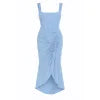 Kouvr Fashion Arabella blue floral jacquard corset midi dress on model