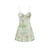 Flat lay of the front of the Kouvr Fashion Ariadne light green floral dress, showing the bustier cup details.