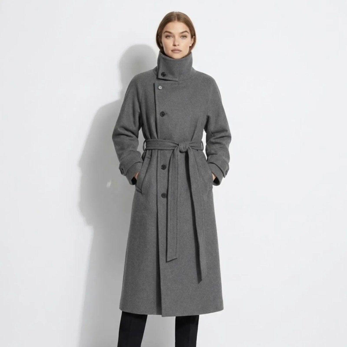 Funnel Neck Asymmetrical Collar Coat Lipsy REGULAR FIT