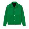 Model wearing the Kouvr Fashion Aiken corduroy shacket in green
