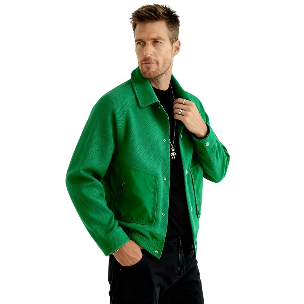 Model wearing the Kouvr Fashion Aiken corduroy shacket in green