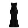 Model wearing the Kouvr Fashion Black Corset Gown with 3D Floral Embroidery
