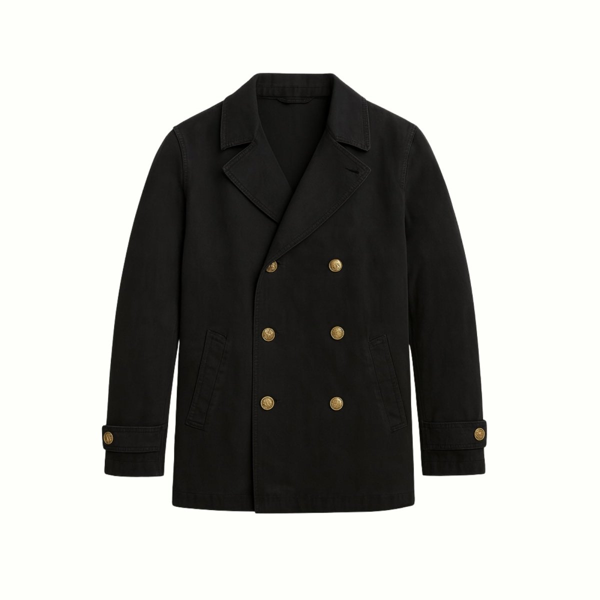 Men's Garment-Dyed Cotton Peacoat Washed Navy | Lightweight Double
