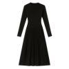 Kouvr Fashion Black Pleated Knit Long Sleeve Midi Dress