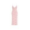 Kouvr Fashion pink floral appliqué formal gown against a neutral background