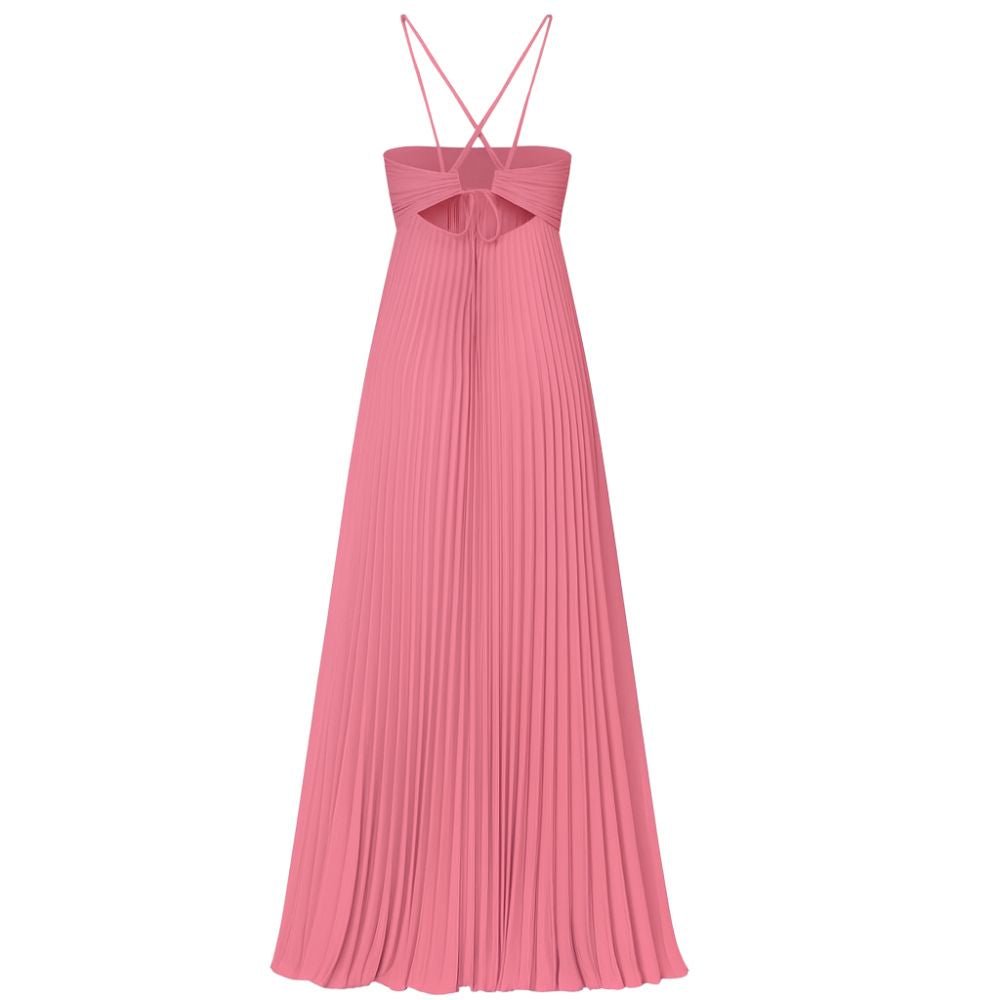 Kouvr Pleated Halter Maxi Dress Back View
