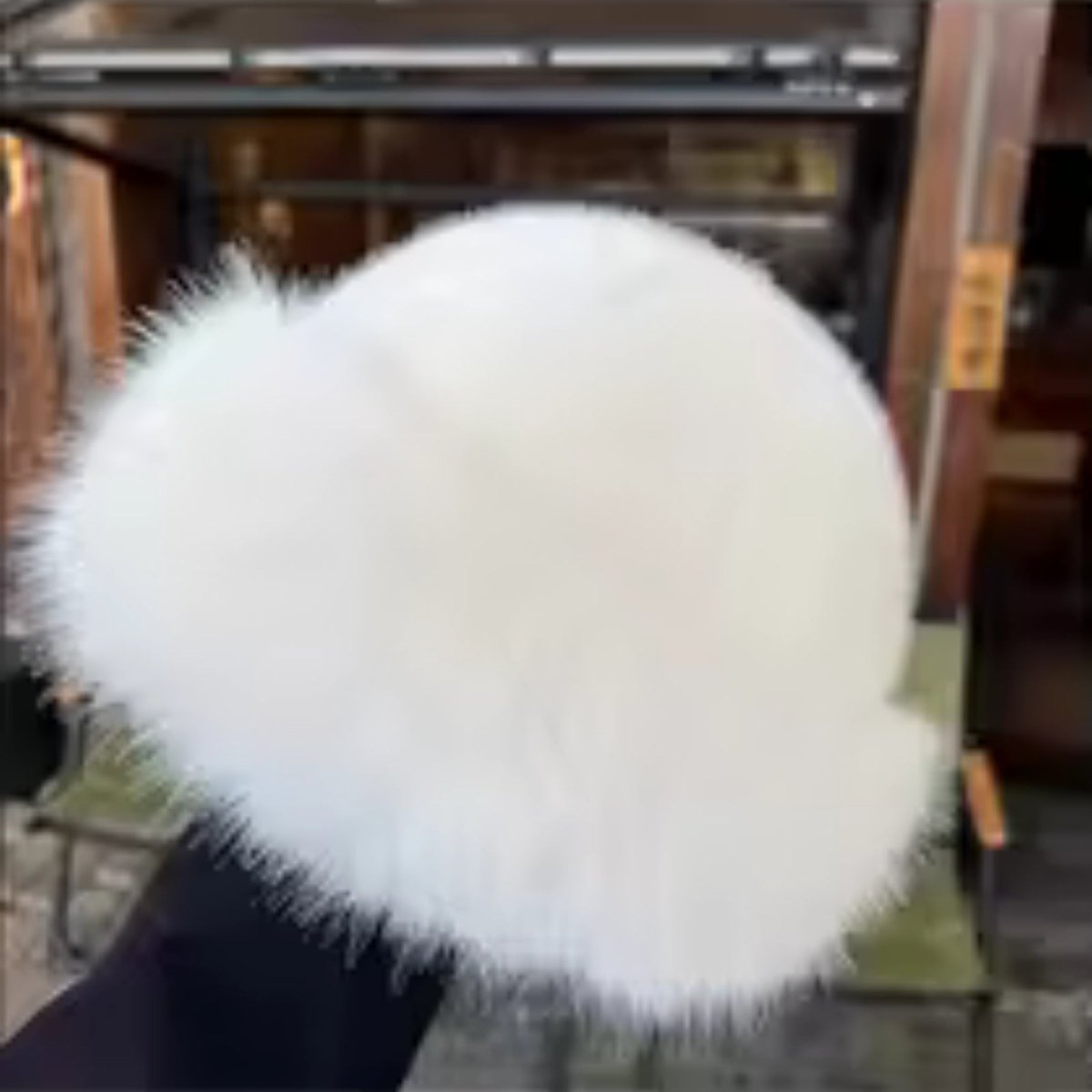 Close-up of a fluffy white object with a blurred background