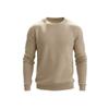 Front view of the beige Colby waffle-knit crewneck sweater, displaying the detailed texture and ribbed hem.