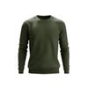Product-only shot of the Kouvr Fashion men's waffle knit crewneck sweater in olive green on a light grey background.